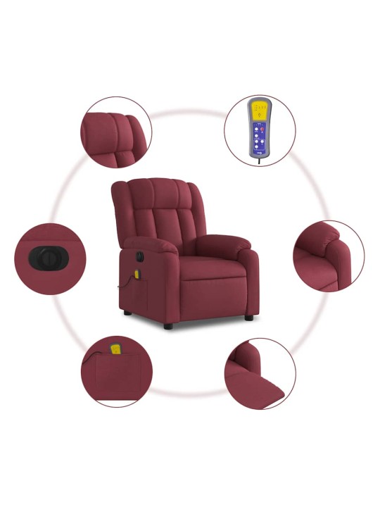 Elektrické masážní polohovací křeslo vínové textil