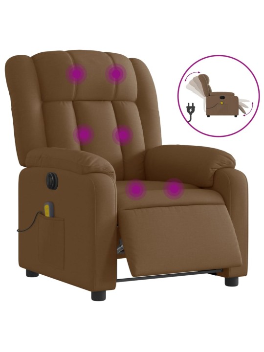 Elektrické masážní polohovací křeslo hnědé textil