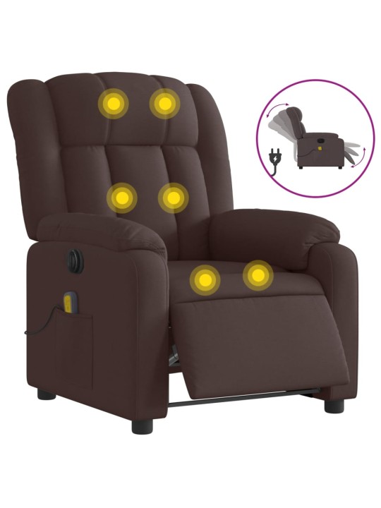 Elektrické masážní polohovací křeslo tmavě hnědé textil