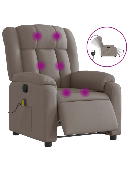 Elektrické masážní polohovací křeslo taupe textil