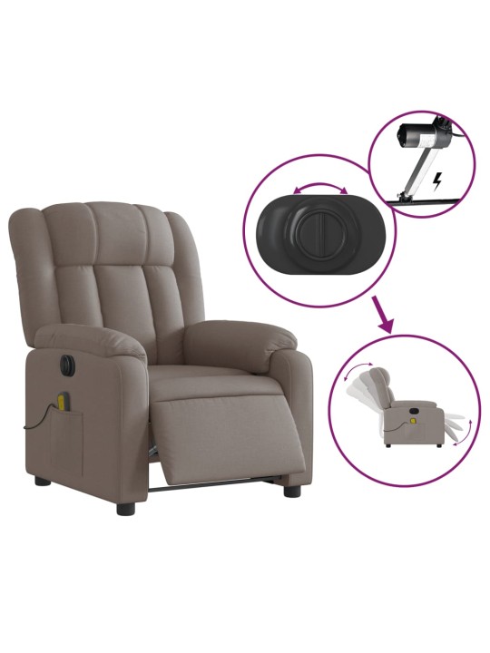 Elektrické masážní polohovací křeslo taupe textil