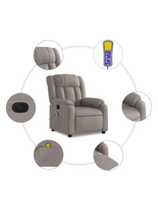 Elektrické masážní polohovací křeslo taupe textil