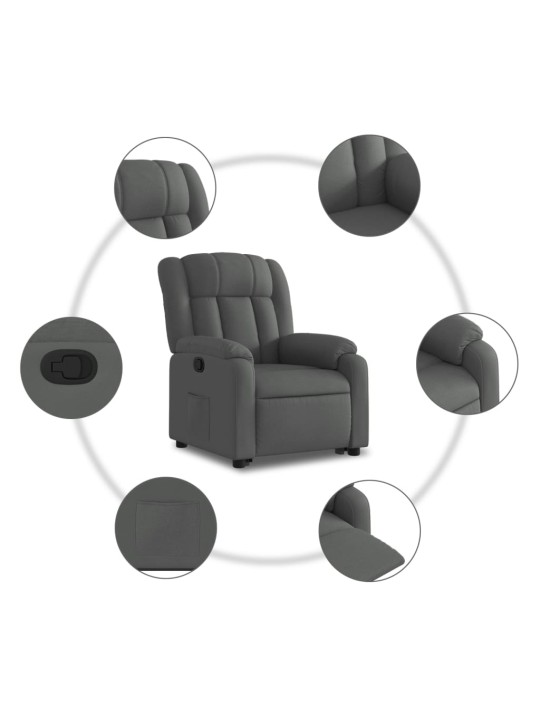 Zvedací polohovací křeslo tmavě šedé textil