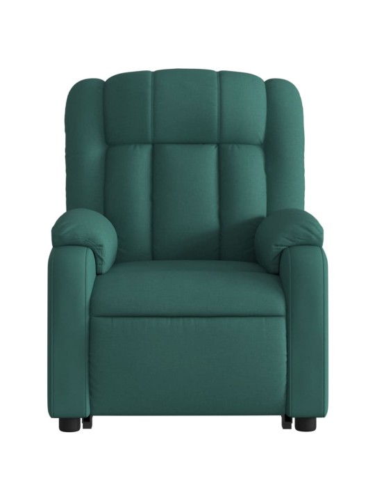Zvedací polohovací křeslo tmavě zelené textil
