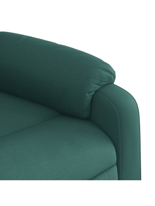 Zvedací masážní polohovací křeslo tmavě zelené textil