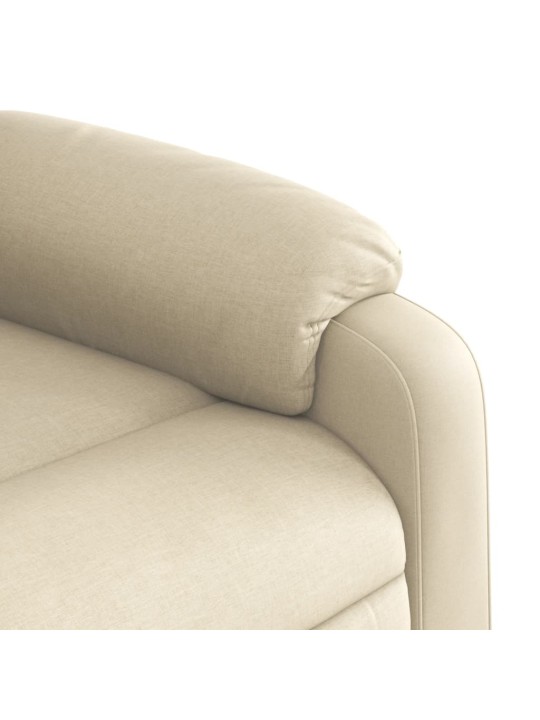 Zvedací masážní polohovací křeslo krémové textil