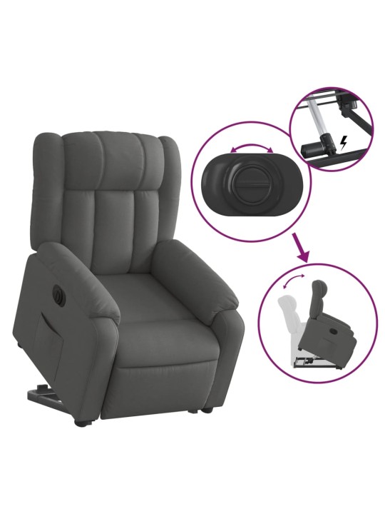 Elektrické zvedací polohovací křeslo tmavě šedé textil