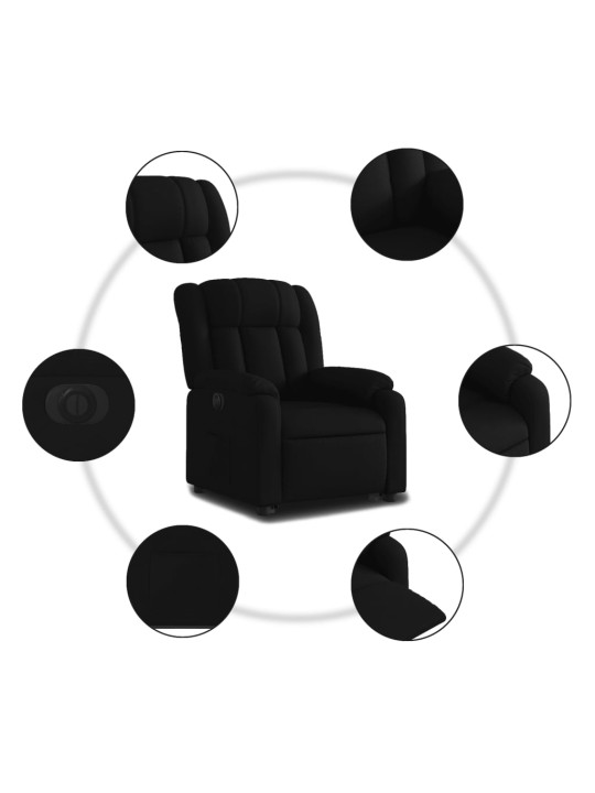 Elektrické zvedací polohovací křeslo černé textil