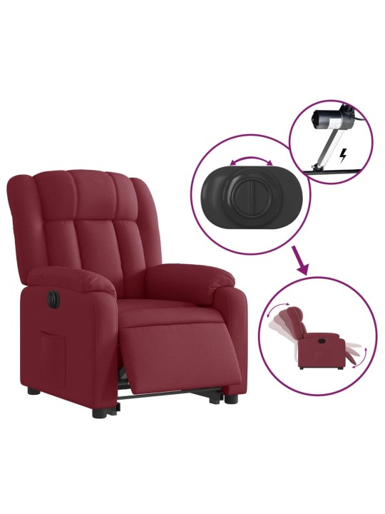 Elektrické zvedací polohovací křeslo vínové textil