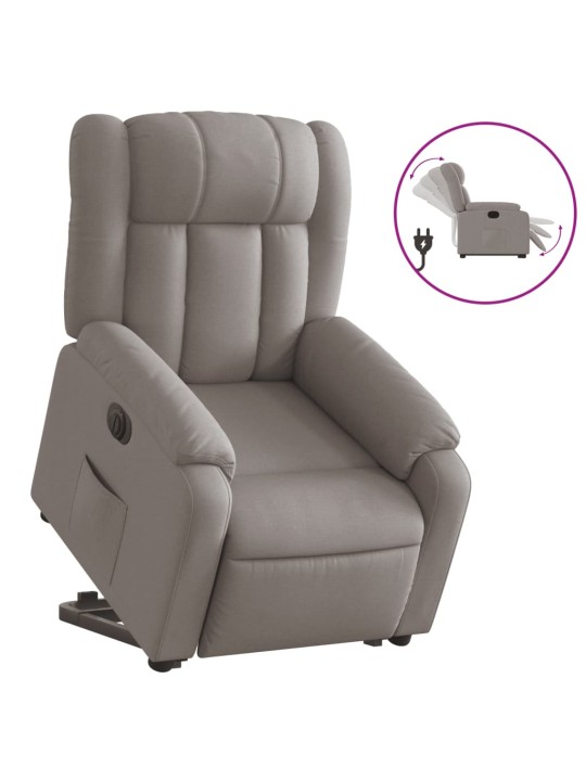 Elektrické zvedací polohovací křeslo taupe textil