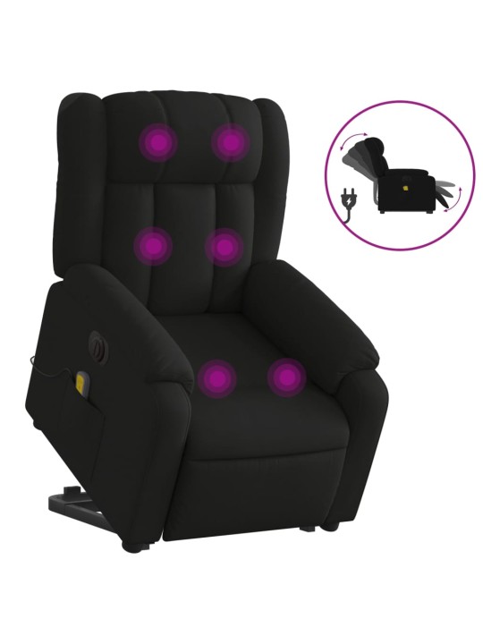 Elektrické zvedací masážní polohovací křeslo černé textil