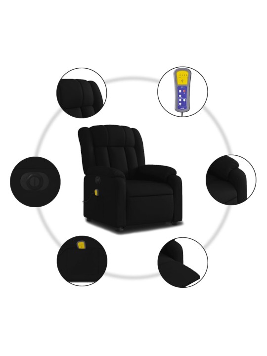 Elektrické zvedací masážní polohovací křeslo černé textil