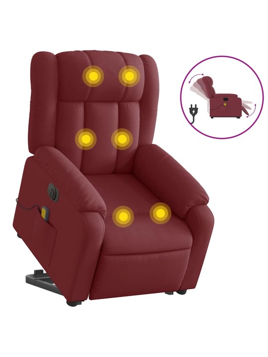 Elektrické zvedací masážní polohovací křeslo vínové textil