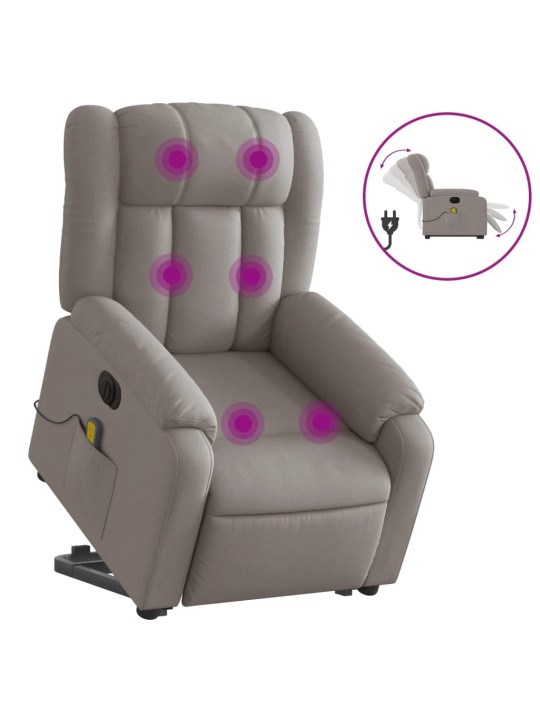 Elektrické zvedací masážní polohovací křeslo taupe textil