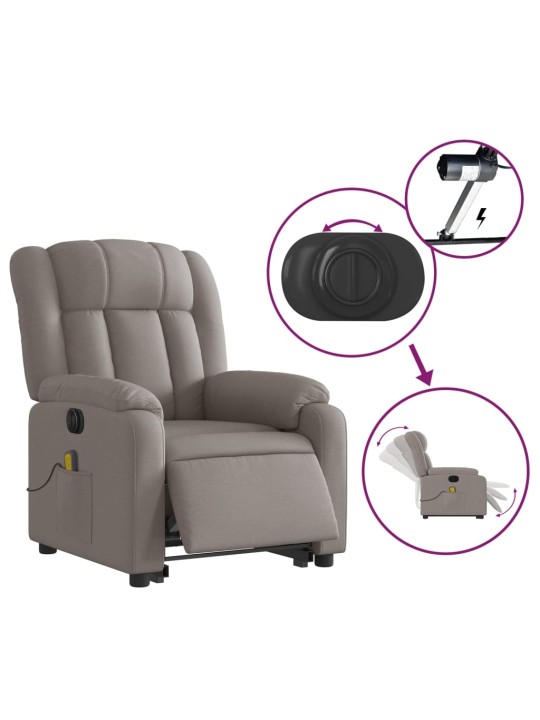 Elektrické zvedací masážní polohovací křeslo taupe textil