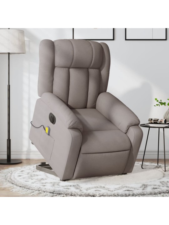 Elektrické zvedací masážní polohovací křeslo taupe textil
