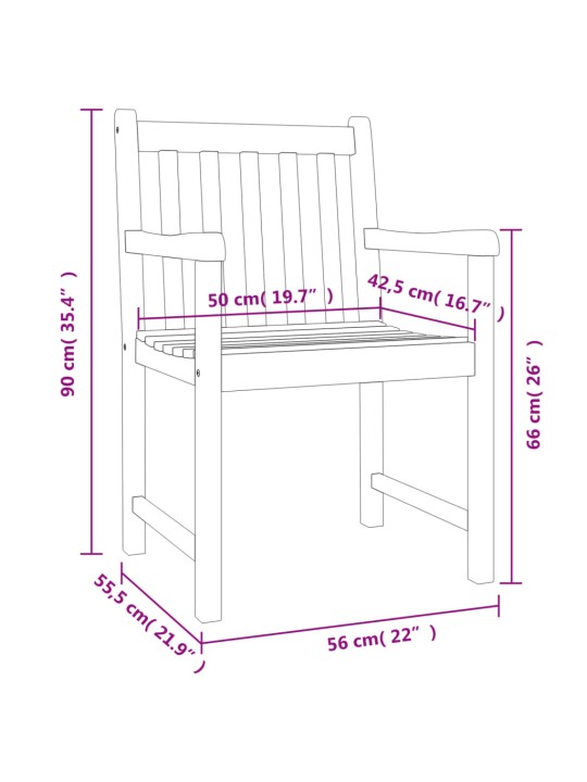 Zahradní židle 4 ks 56 x 55,5 x 90 cm masivní akáciové dřevo