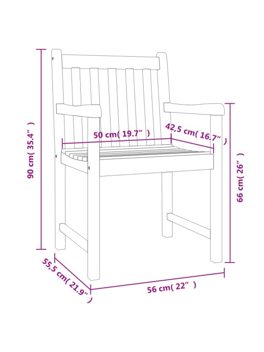 Zahradní židle 6 ks 56 x 55,5 x 90 cm masivní akáciové dřevo