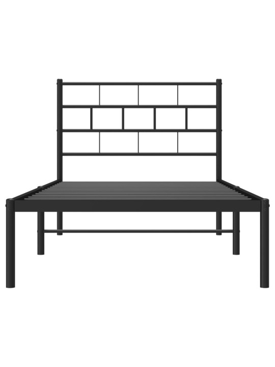 Kovový rám postele s čelem černý 80 x 200 cm
