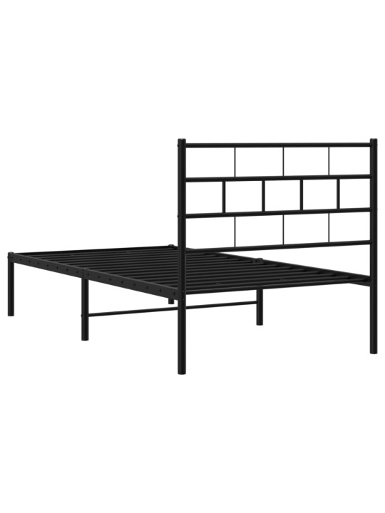 Kovový rám postele s čelem černý 80 x 200 cm