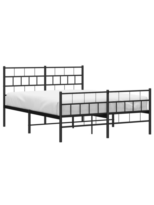 Kovový rám postele s hlavovým a nožním čelem černý 120 x 200 cm