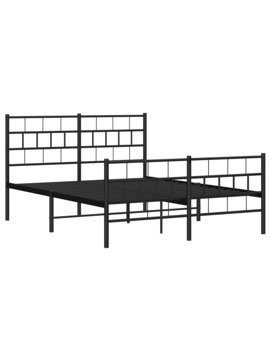 Kovový rám postele s hlavovým a nožním čelem černý 120 x 200 cm