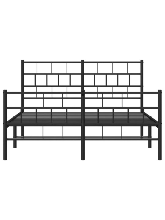 Kovový rám postele s hlavovým a nožním čelem černý 120 x 200 cm