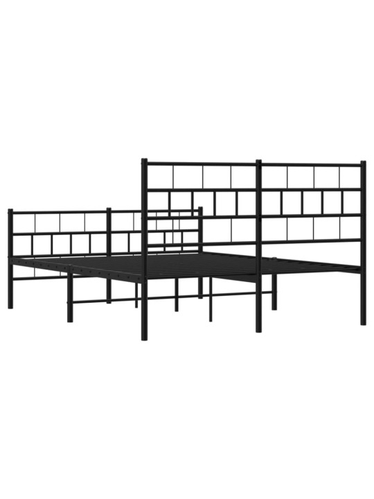 Kovový rám postele s hlavovým a nožním čelem černý 120 x 200 cm