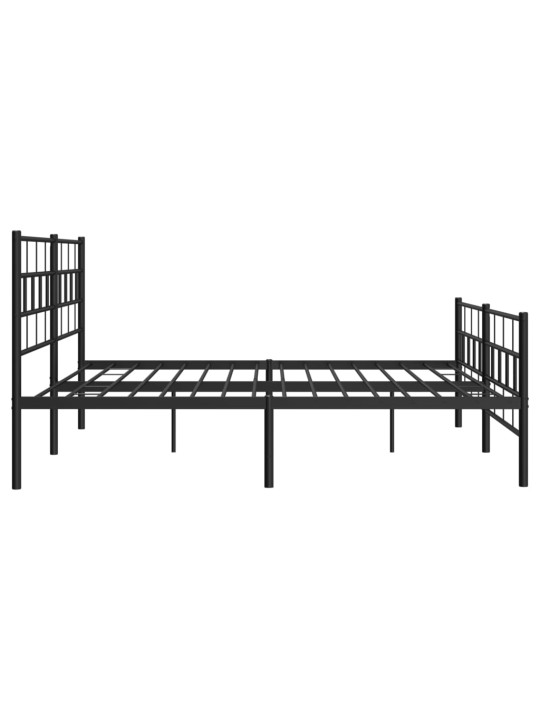 Kovový rám postele s hlavovým a nožním čelem černý 183 x 213 cm