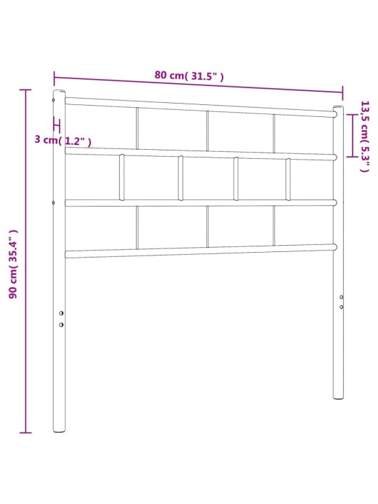 Kovové čelo postele černé 75 cm
