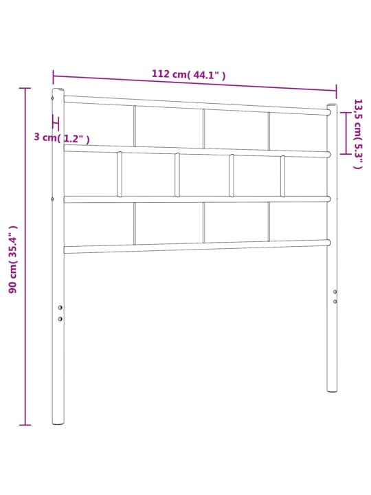 Kovové čelo postele černé 107 cm