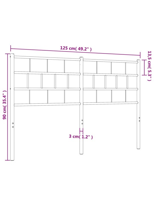 Kovové čelo postele černé 120 cm