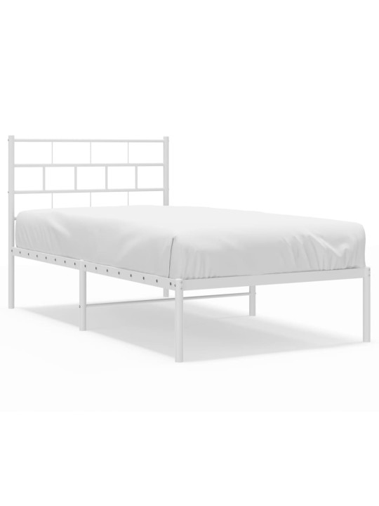 Kovový rám postele bez matrace s čelem bílý 75 x 190 cm