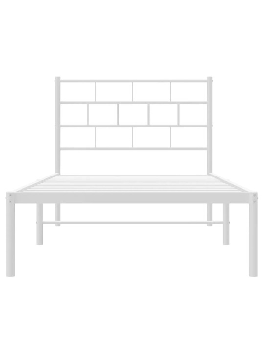 Kovový rám postele bez matrace s čelem bílý 75 x 190 cm