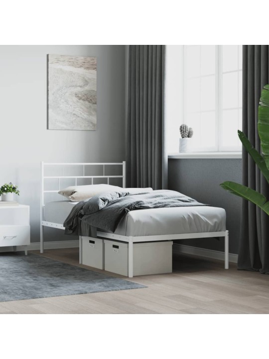 Kovový rám postele s čelem bílý 80 x 200 cm