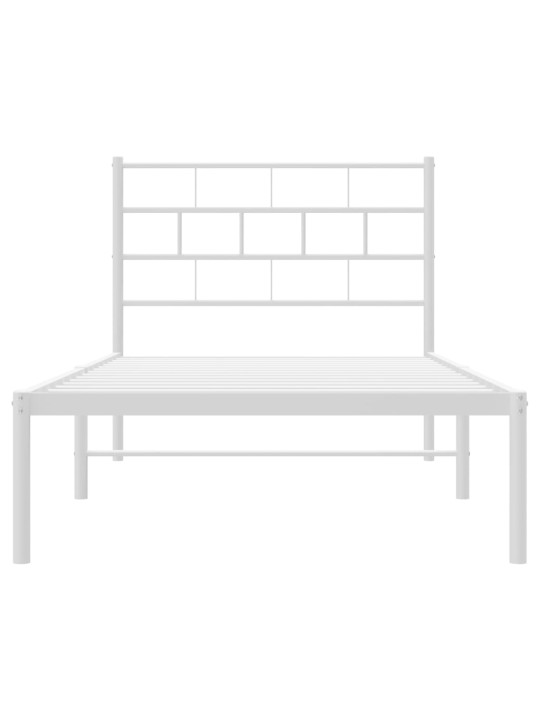 Kovový rám postele s čelem bílý 90 x 200 cm