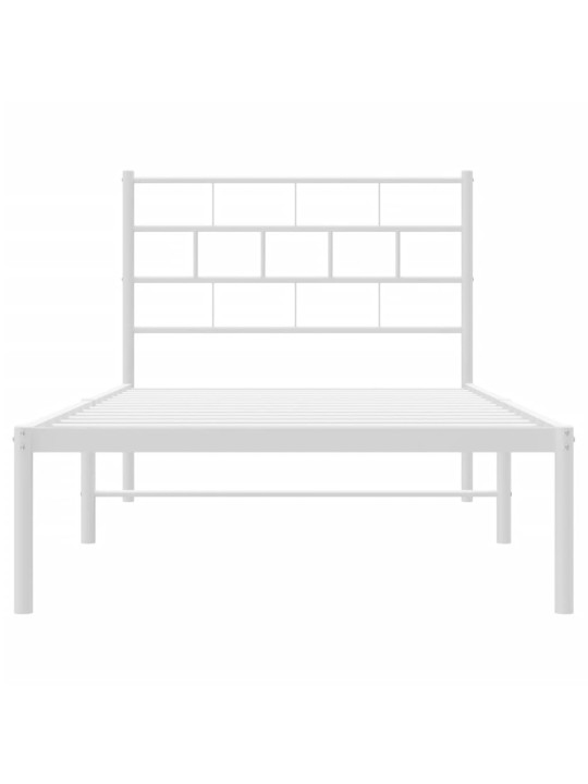 Kovový rám postele s čelem bílý 100 x 200 cm
