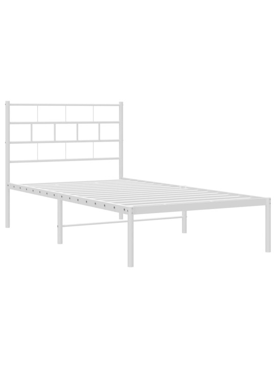 Kovový rám postele s čelem bílý 107 x 203 cm
