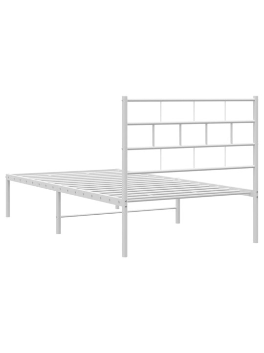 Kovový rám postele s čelem bílý 107 x 203 cm