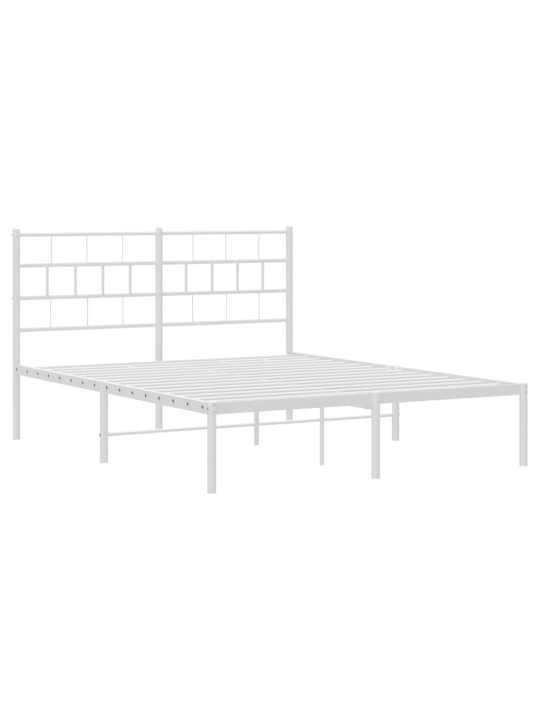 Kovový rám postele s čelem bílý 120 x 200 cm