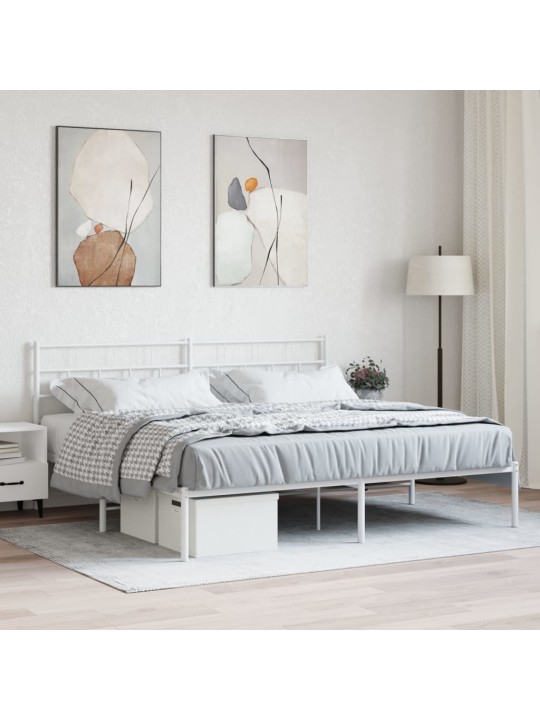 Kovový rám postele s čelem bílý 180 x 200 cm