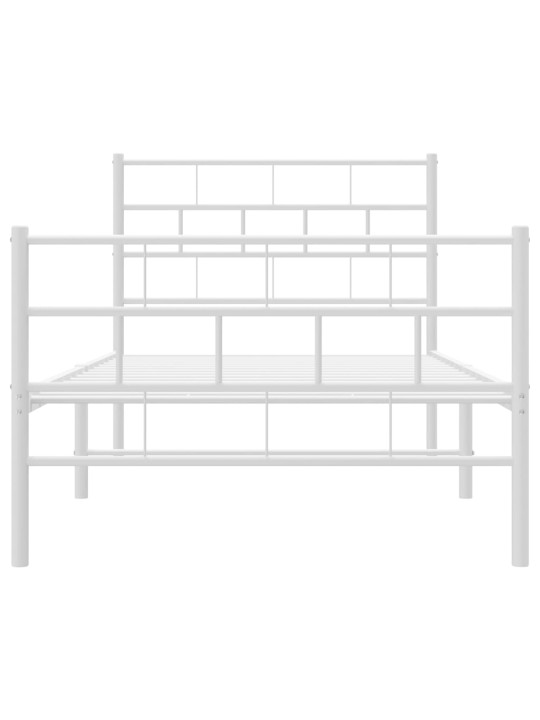 Kovový rám postele s hlavovým a nožním čelem bílý 100 x 200 cm