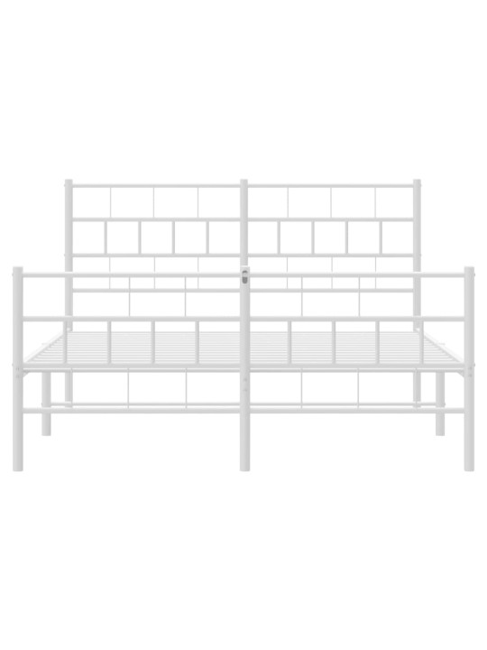 Kovový rám postele s hlavovým a nožním čelem bílý 120 x 200 cm