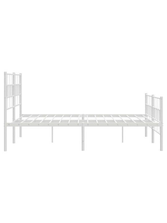 Kovový rám postele s hlavovým a nožním čelem bílý 120 x 200 cm