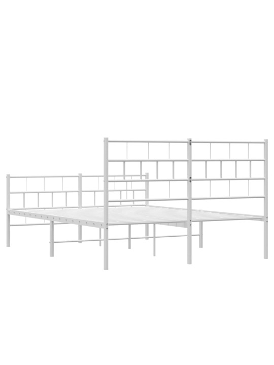 Kovový rám postele s hlavovým a nožním čelem bílý 120 x 200 cm