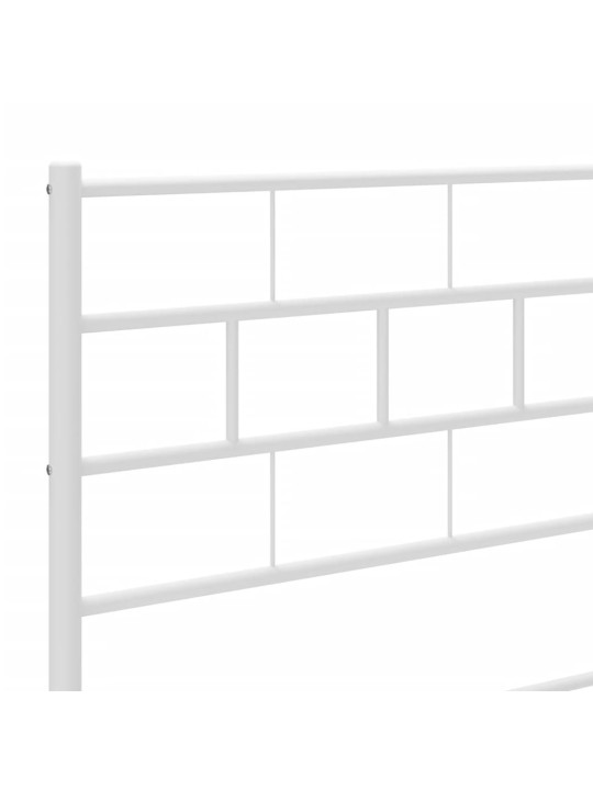 Kovový rám postele s hlavovým a nožním čelem bílý 135 x 190 cm