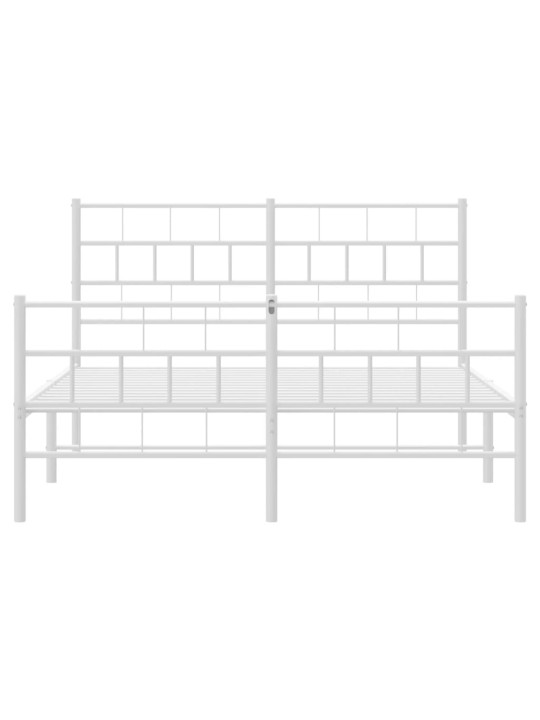 Kovový rám postele s hlavovým a nožním čelem bílý 150 x 200 cm