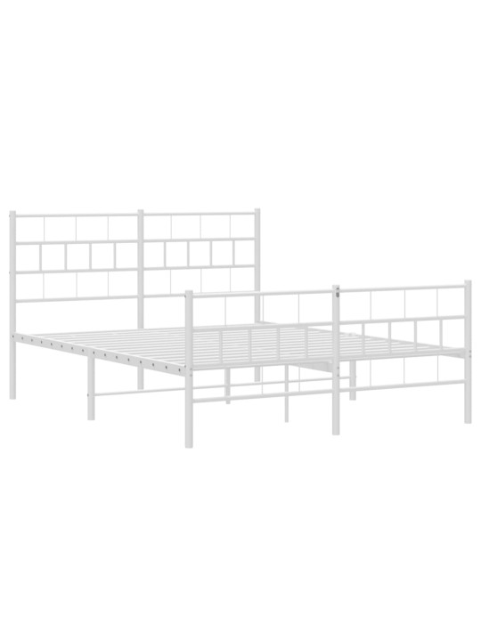 Kovový rám postele s hlavovým a nožním čelem bílý 160 x 200 cm