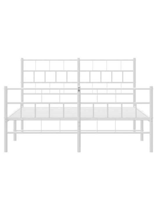 Kovový rám postele s hlavovým a nožním čelem bílý 160 x 200 cm