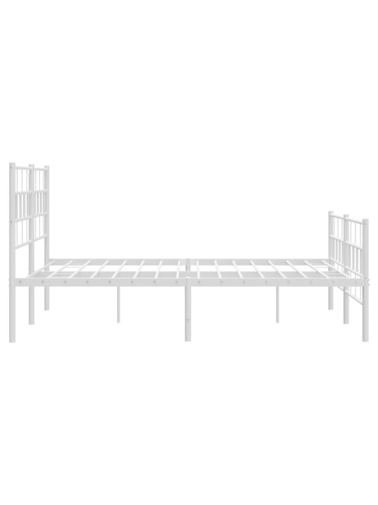 Kovový rám postele s hlavovým a nožním čelem bílý 160 x 200 cm